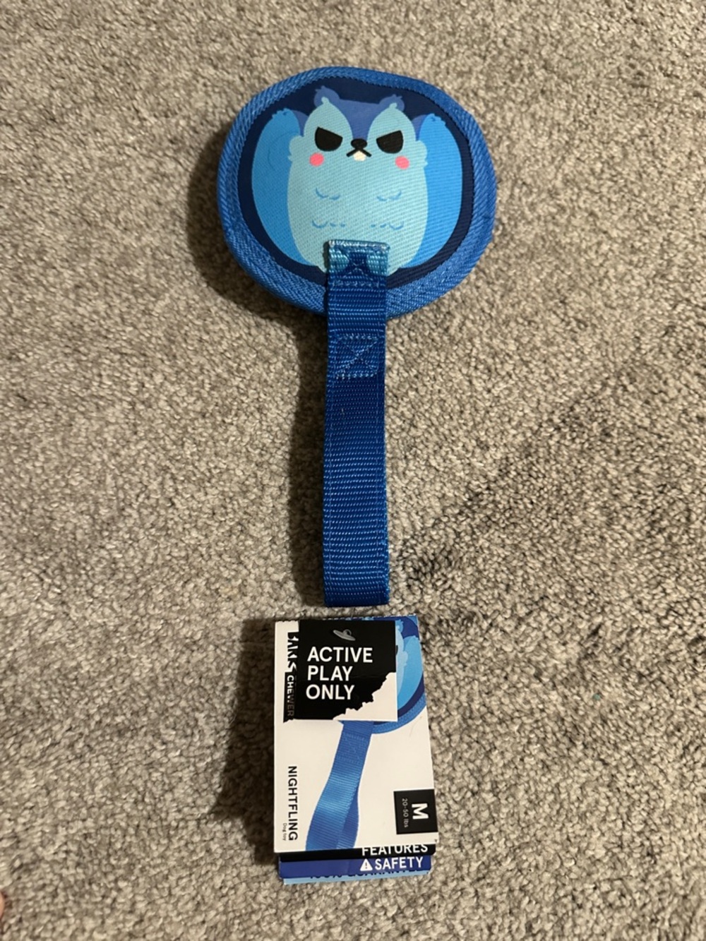 Bark Active Play Only Nightfling Blue Tug Dog Leash toy Medium